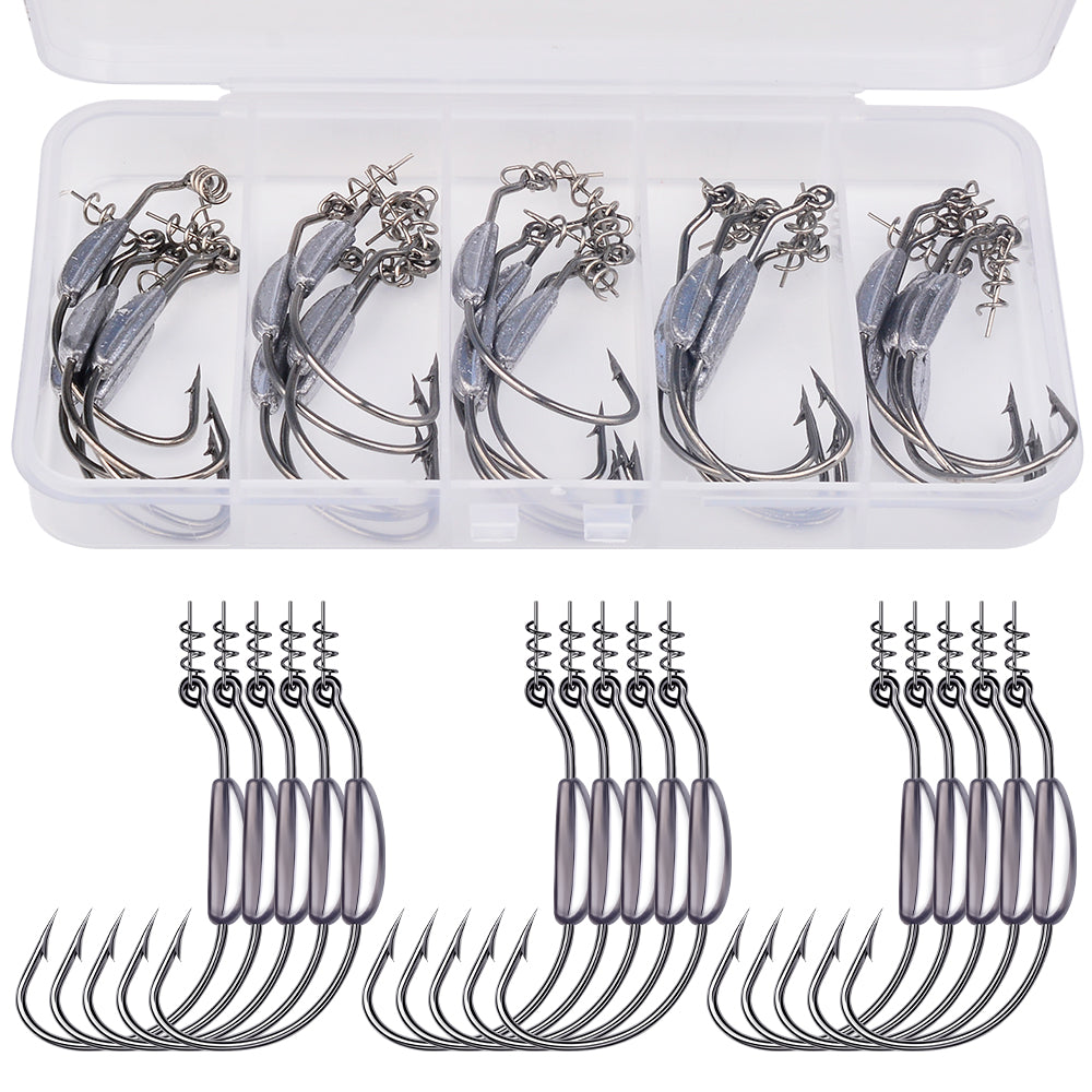 PROBEROS QBG91768 Weighted Offset Hooks with Spring Bait Lock