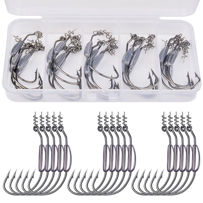 PROBEROS QBG91768 Weighted Offset Hooks with Spring Bait Lock