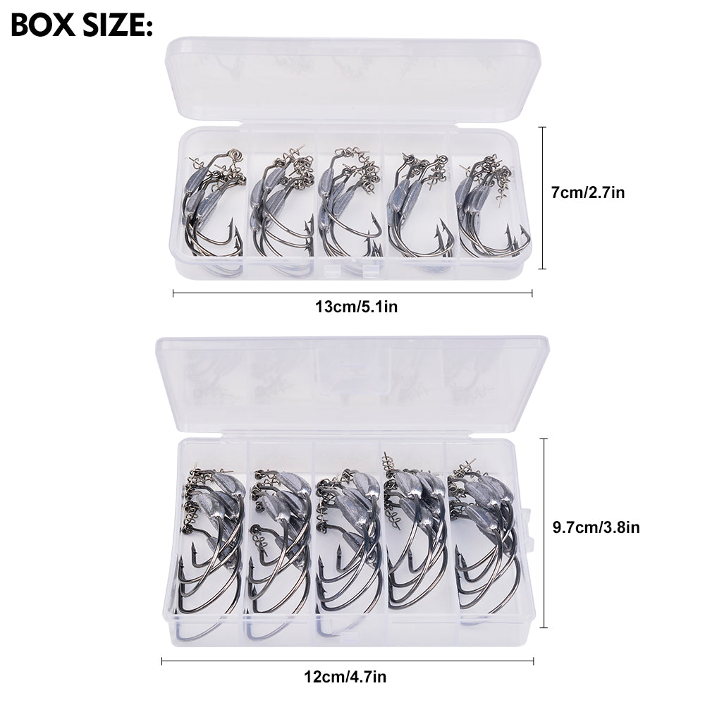 PROBEROS QBG91768 Weighted Offset Hooks with Spring Bait Lock