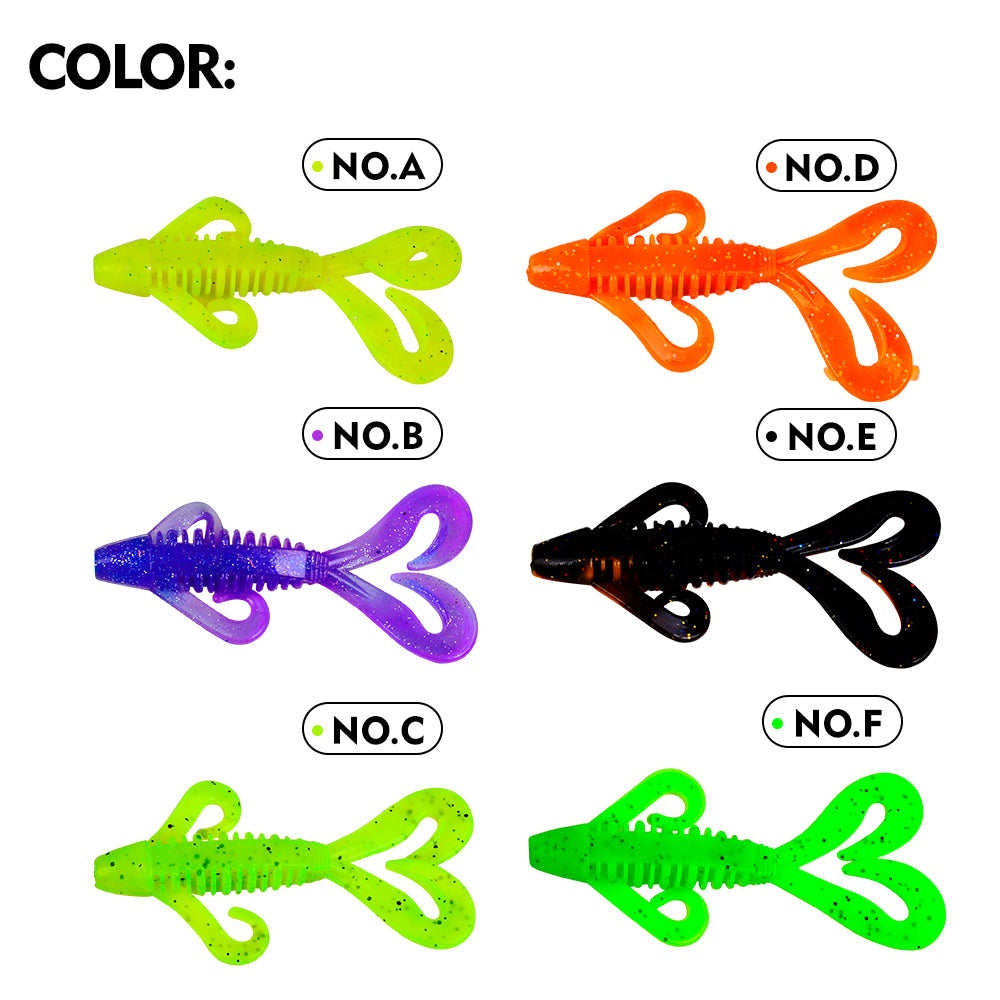 SUNLURE Four Curly Tail Craw Soft Lure RL002, 9cm/7.3g, 5Pcs/Bag, 6 Colors Available