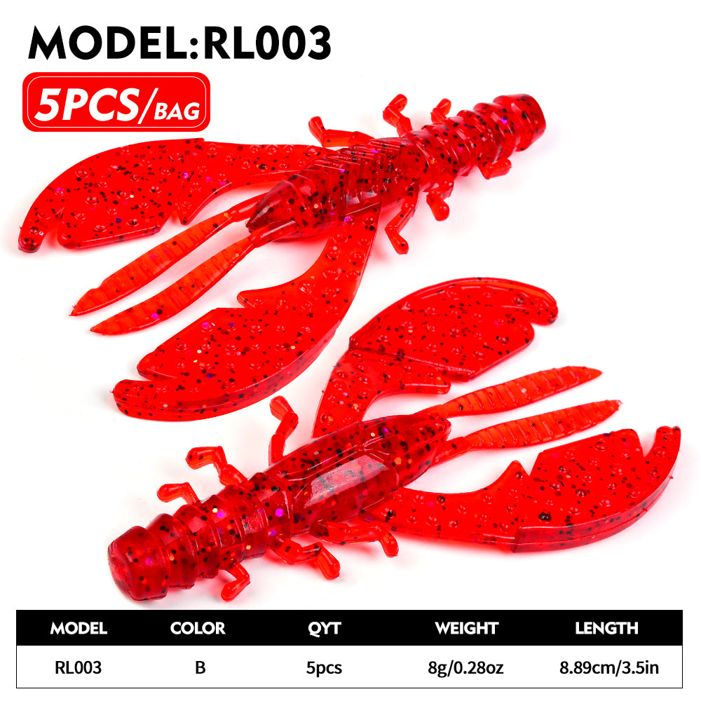 Sunlure 8.9cm&8g Biomimetic Whisker Crayfish Crab Clamp Soft Bait 9CM Artificial Silicone Shrimp Wobbler Swimming Bait 5PCS/Bag Saltwater Fishing Lures