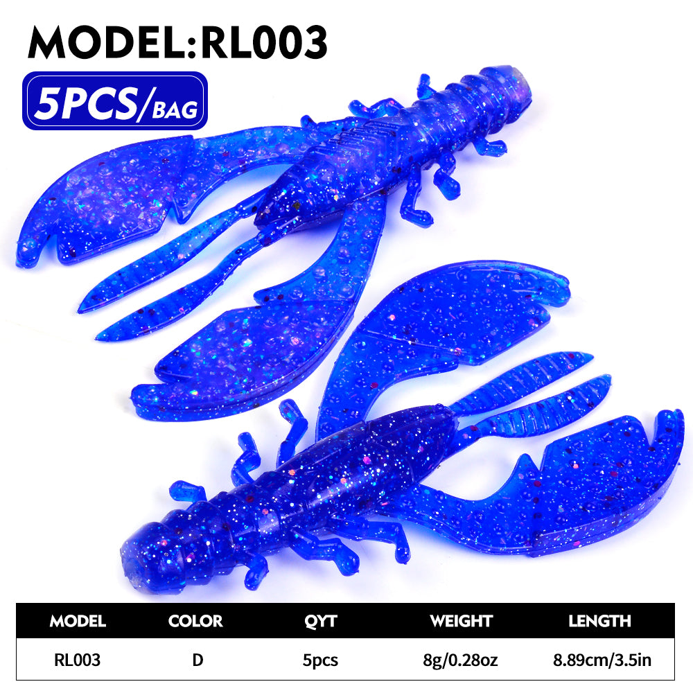Sunlure 8.9cm&8g Biomimetic Whisker Crayfish Crab Clamp Soft Bait 9CM Artificial Silicone Shrimp Wobbler Swimming Bait 5PCS/Bag Saltwater Fishing Lures