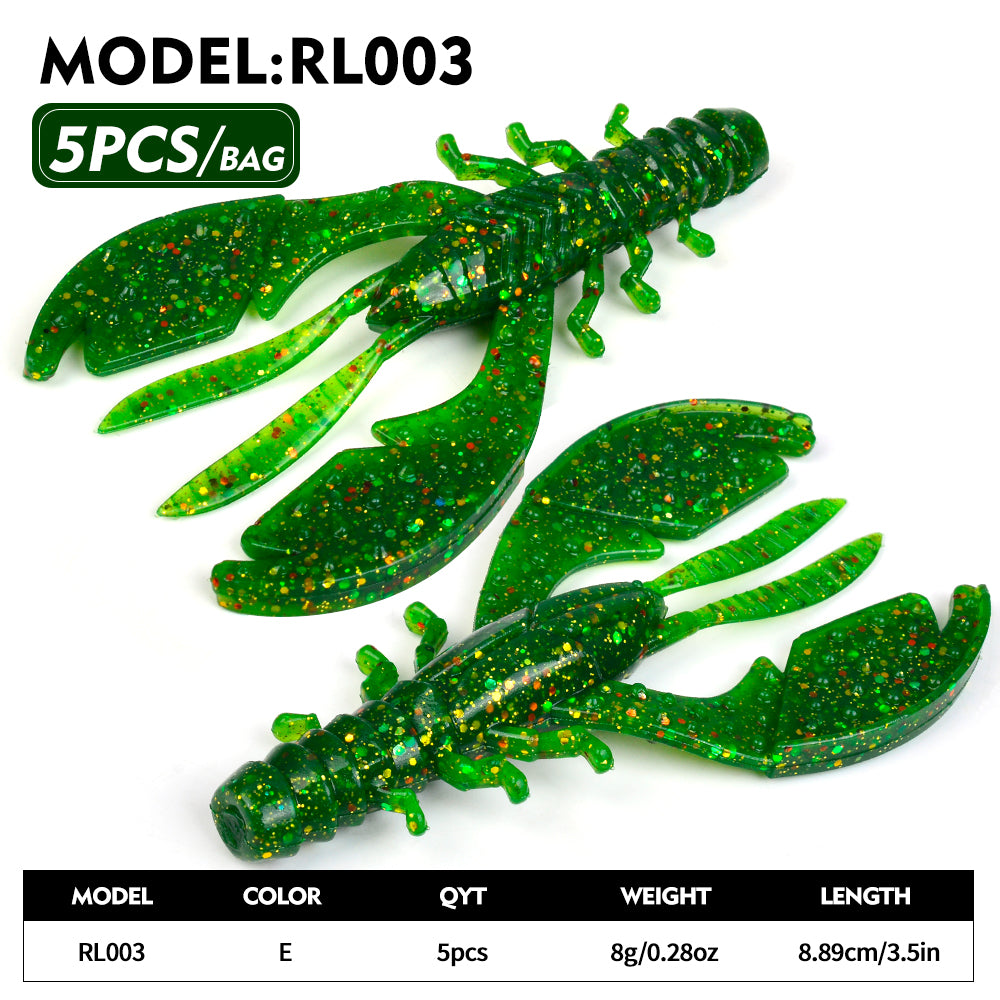 Sunlure 8.9cm&8g Biomimetic Whisker Crayfish Crab Clamp Soft Bait 9CM Artificial Silicone Shrimp Wobbler Swimming Bait 5PCS/Bag Saltwater Fishing Lures