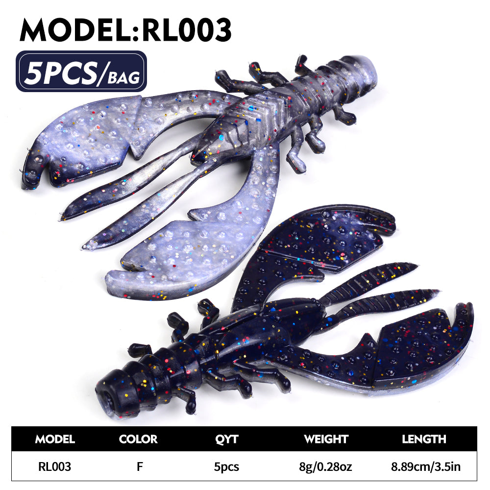 Sunlure 8.9cm&8g Biomimetic Whisker Crayfish Crab Clamp Soft Bait 9CM Artificial Silicone Shrimp Wobbler Swimming Bait 5PCS/Bag Saltwater Fishing Lures