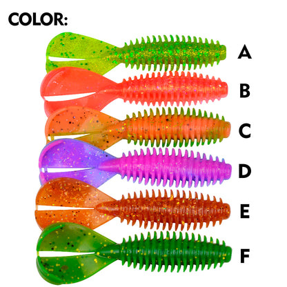 Sunlure 6 Color Artificial Silicone Wobblers Swimming Bait 7.62cm&7.8g Double Tailed Threaded Body Soft Bait 6PCS/Bag Bass Pike Saltwater Fishing Lures
