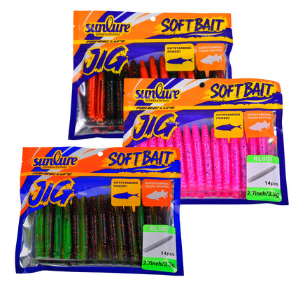 SUNLURE RL007 Ribbed Stick Soft Worm Lure | Ned Rig 3.3g-9.6g