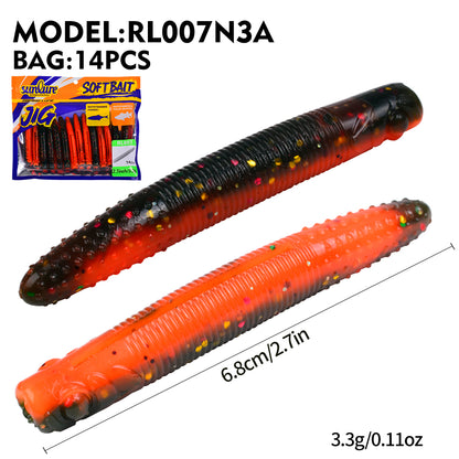 SUNLURE RL007 Ribbed Stick Soft Worm Lure | Ned Rig 3.3g-9.6g