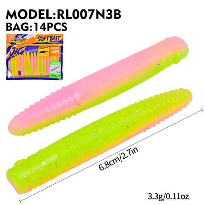 SUNLURE RL007 Ribbed Stick Soft Worm Lure | Ned Rig 3.3g-9.6g