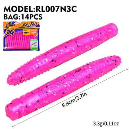 SUNLURE RL007 Ribbed Stick Soft Worm Lure | Ned Rig 3.3g-9.6g