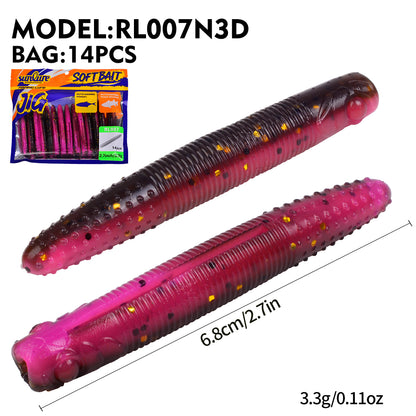 SUNLURE RL007 Ribbed Stick Soft Worm Lure | Ned Rig 3.3g-9.6g