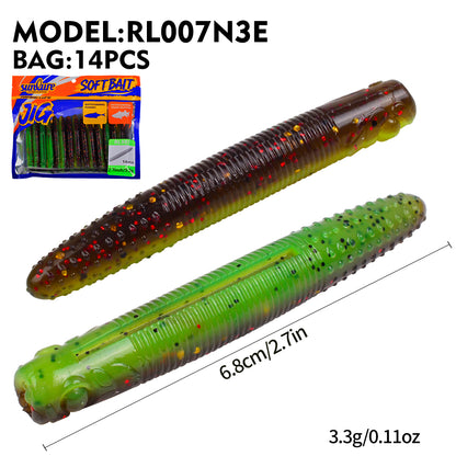 SUNLURE RL007 Ribbed Stick Soft Worm Lure | Ned Rig 3.3g-9.6g