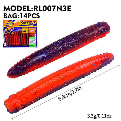 SUNLURE RL007 Ribbed Stick Soft Worm Lure | Ned Rig 3.3g-9.6g