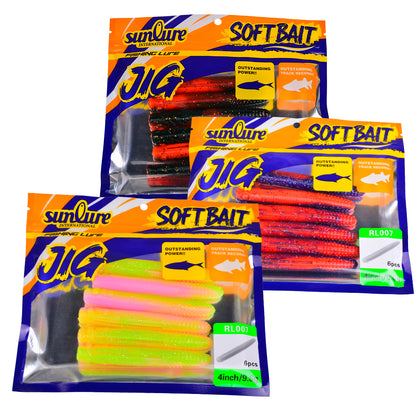 SUNLURE RL007 Ribbed Stick Soft Worm Lure | Ned Rig 3.3g-9.6g