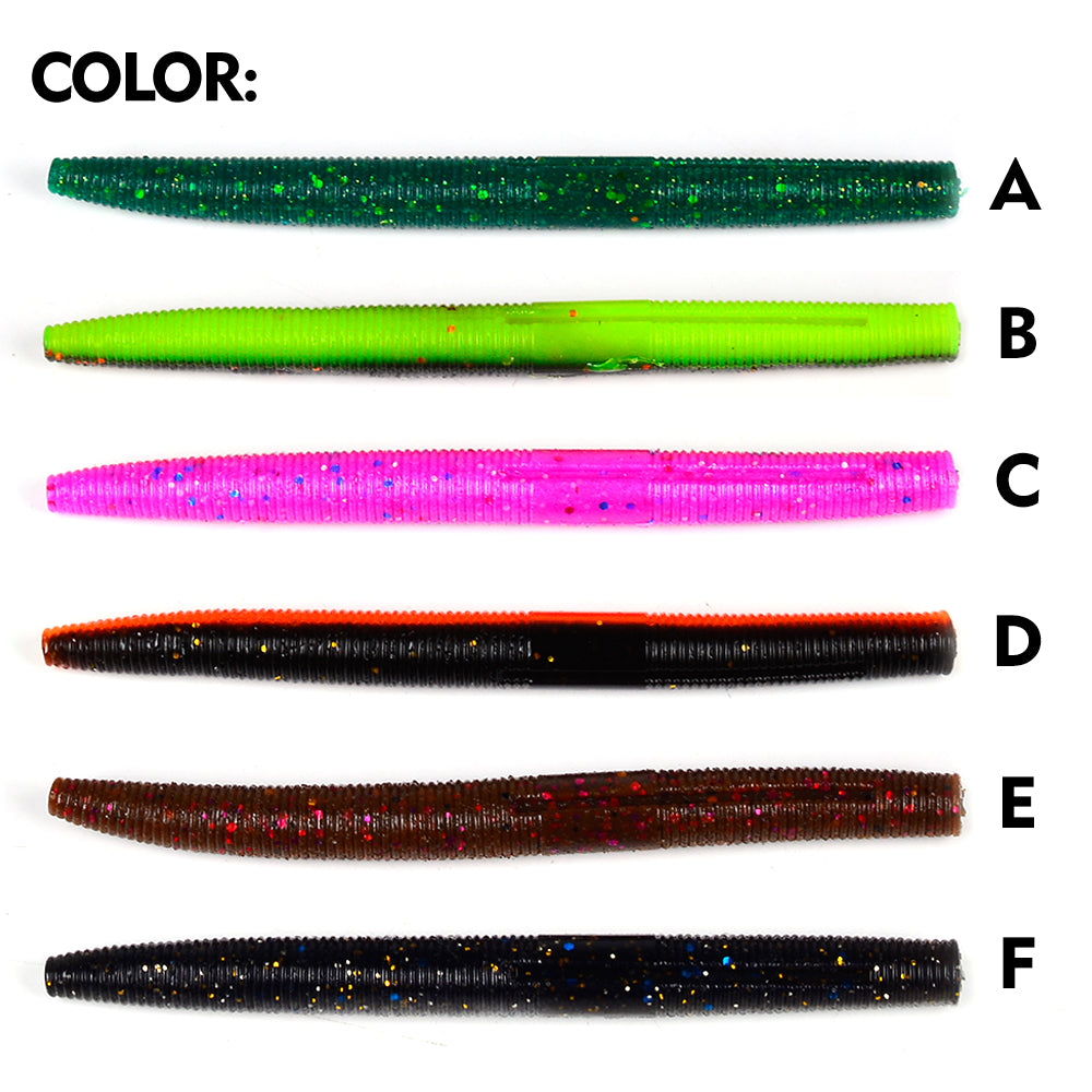 Sunlure 10.1cm/12.7cm Threaded Earthworm Noodle Worm Soft Bait 10PCS Artificial Silicone Wobbler Swimming Bait Multi Color Bass Seawater Fishing Lures