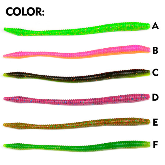 Sunlure 6-color Earthworm Worm Soft Bait 10PCS/Bag Artificial Silicone Wobblers Swimming Bait 16cm&6.5g Bass Sturgeon Seawater Freshwater Fishing Lures