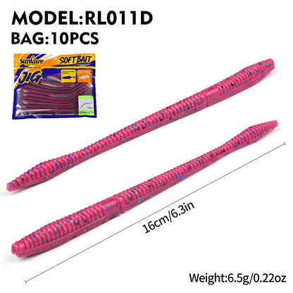 SUNLURE RL011 Ribbed Stick Soft Worm Senko Lures