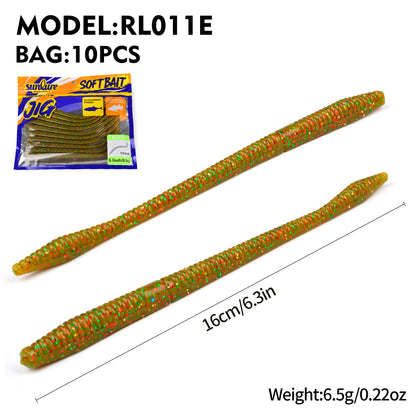 SUNLURE RL011 Ribbed Stick Soft Worm Senko Lures