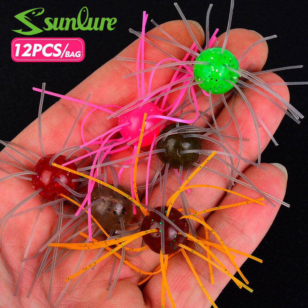Sunlure Soft Bait 1.8g PVC Worm Lure 6 Colors Optional for Bass Trout Fishing 12PCS/Bag