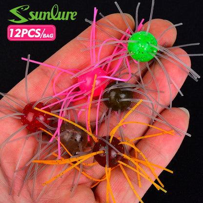 Sunlure Soft Bait 1.8g PVC Worm Lure 6 Colors Optional for Bass Trout Fishing 12PCS/Bag