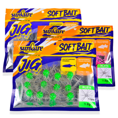 Sunlure Soft Bait 1.8g PVC Worm Lure 6 Colors Optional for Bass Trout Fishing 12PCS/Bag