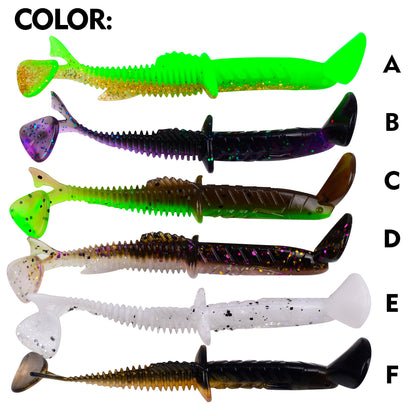 SUNLURE RL020 Ribbed Paddle Tail Soft Plastic Swimbaits