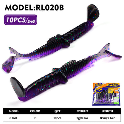 SUNLURE RL020 Ribbed Paddle Tail Soft Plastic Swimbaits