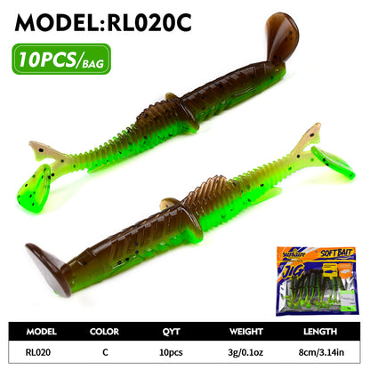 SUNLURE RL020 Ribbed Paddle Tail Soft Plastic Swimbaits