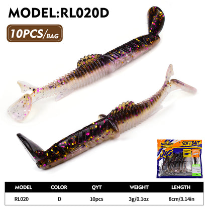 SUNLURE RL020 Ribbed Paddle Tail Soft Plastic Swimbaits