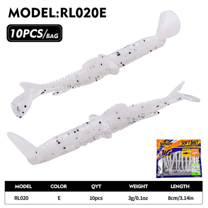 SUNLURE RL020 Ribbed Paddle Tail Soft Plastic Swimbaits