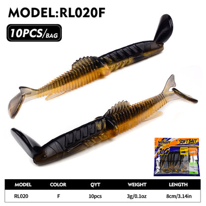 SUNLURE RL020 Ribbed Paddle Tail Soft Plastic Swimbaits