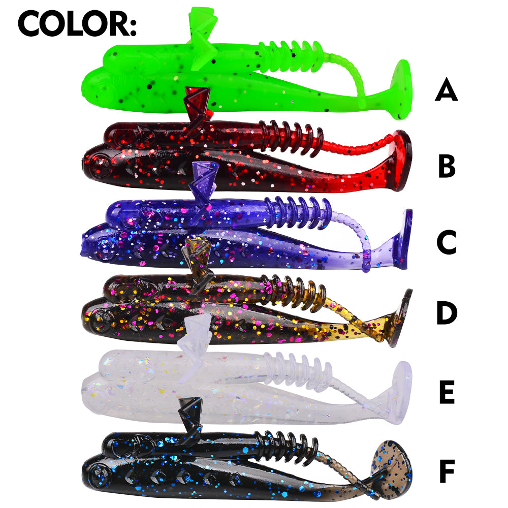 Sunlure 7.1cm/3g Artificial Soft Plastic Bait 10PCS/bag Crab Clamp T Shaped Tail Wobblers Swimming Bait 6 Color Bass Salmon Seawater Fishing Lures