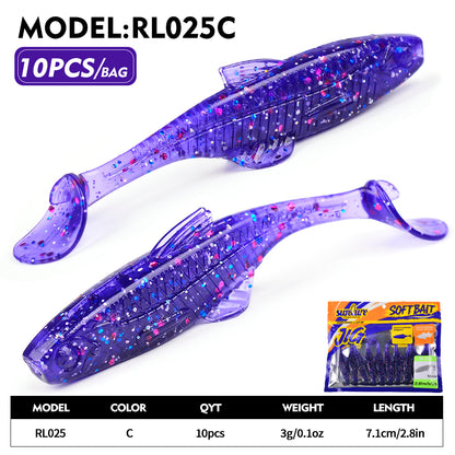 SUNLURE RL025 Ribbed Paddle Tail Soft Plastic Swimbaits