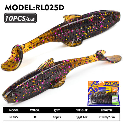 SUNLURE RL025 Ribbed Paddle Tail Soft Plastic Swimbaits