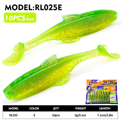 SUNLURE RL025 Ribbed Paddle Tail Soft Plastic Swimbaits