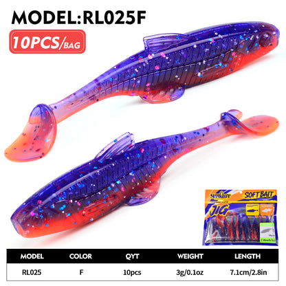 SUNLURE RL025 Ribbed Paddle Tail Soft Plastic Swimbaits