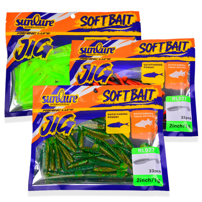 SUNLURE Paddle Tail Swimbaits 12/18/33PCS/Bag  6 Colors 1g-3.9g Soft Minnow Lures 5cm-7.6cm