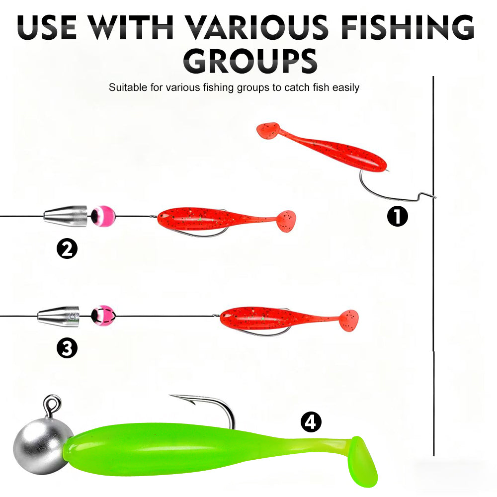SUNLURE Paddle Tail Swimbaits 12/18/33PCS/Bag  6 Colors 1g-3.9g Soft Minnow Lures 5cm-7.6cm