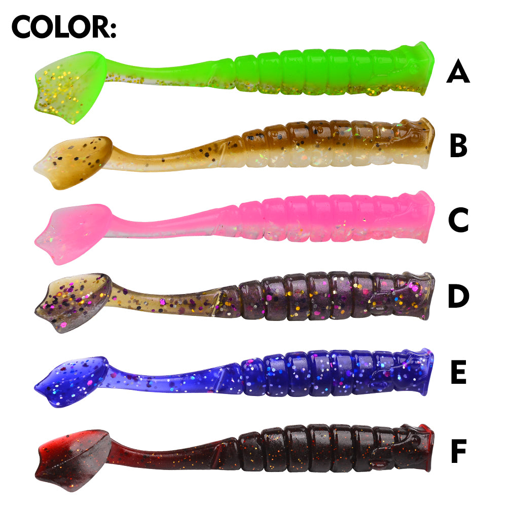 Sunlure T Flat Tail Artificial Soft Bait 15/38PCS/Bag Silicone Simulation Fish Shaped Swimming Bait 5.8/7.1cm Bass Trout Sea/Freshwater Fishing Lures