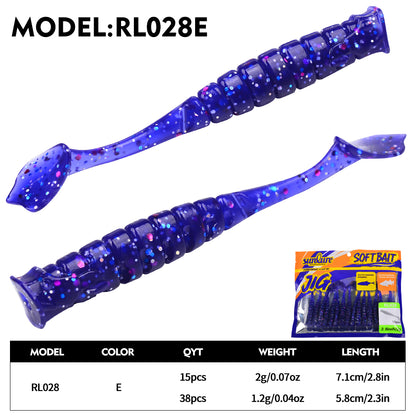 SUNLURE RL028 Segmented Rib Paddle Tail Soft Plastic Swimbaits