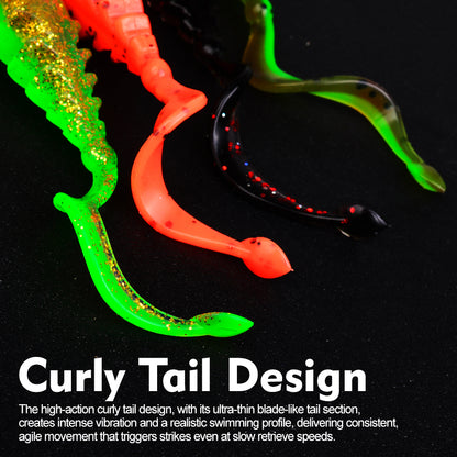 SUNLURE RL030 Curly Tail Ribbed Soft Grub Lures 5cm 5.3cm