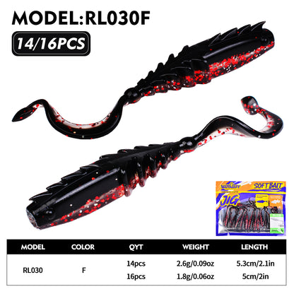 SUNLURE RL030 Curly Tail Ribbed Soft Grub Lures 5cm 5.3cm