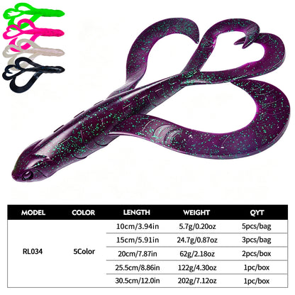 SUNLURE RL034 Twin Curly Tail Soft Swimbait for Bass Pike Musky (5PCS-1PC)