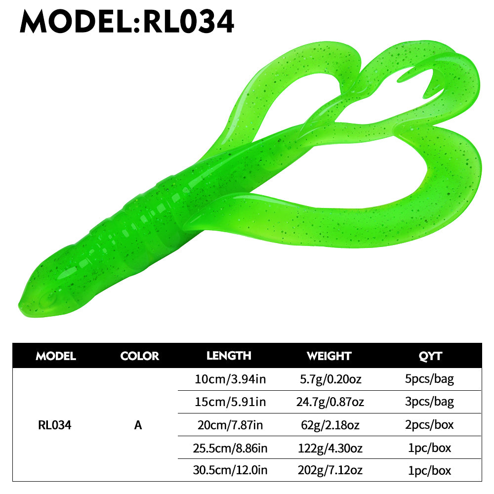 SUNLURE RL034 Twin Curly Tail Soft Swimbait for Bass Pike Musky (5PCS-1PC)