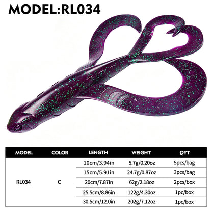 SUNLURE RL034 Twin Curly Tail Soft Swimbait for Bass Pike Musky (5PCS-1PC)
