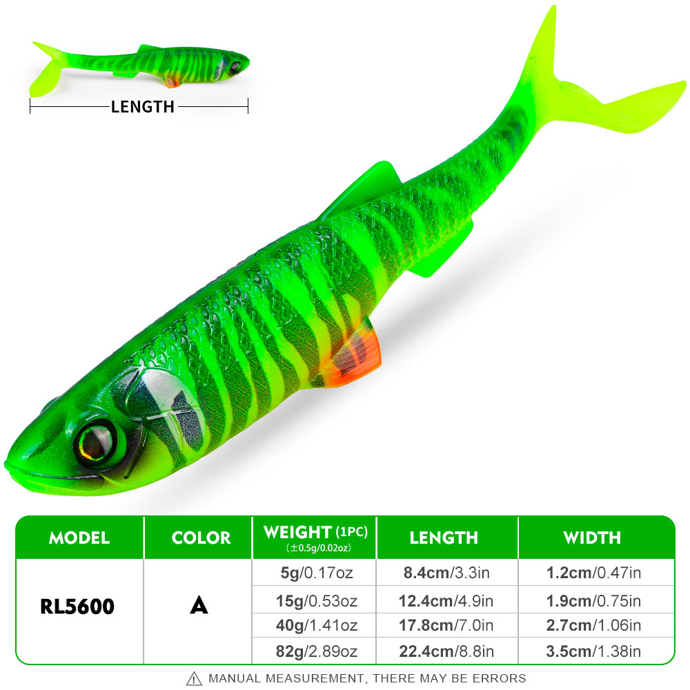 SUNLURE RL5600 Paddle Tail Swimbait Soft Plastic Lure 8.4cm-22.4cm