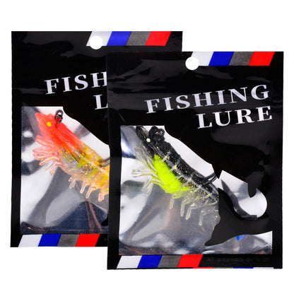 SUNLURE Pre-Rigged Shrimp Soft Lure SJ023 6 Colors 9.8g/7cm Glitter Prawn Bait With Single Hook for Inshore Fishing