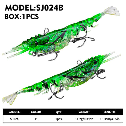 PROBEROS SJ024 Pre-Rigged Segmented Soft Shrimp Lure 11.2g 10.3cm