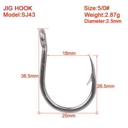 PROBEROS stainless steel hooks for sea fishing have barbs with hoop hooks, seawater corrosion resistant boat hooks, iron plate hooks, 50pcs