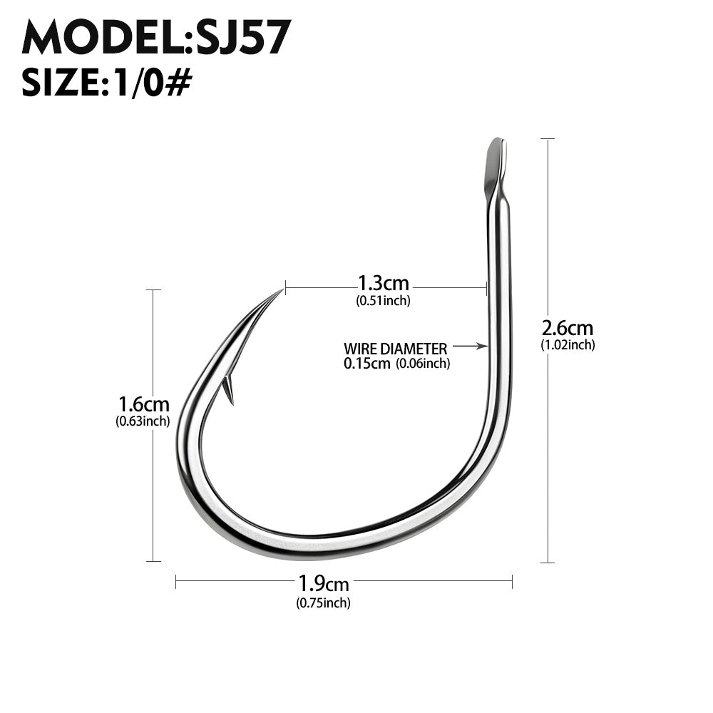 PROBEROS SJ57 Stainless Steel Circle Fishing Hooks, 1/0#-9/0# Heavy Duty Hooks