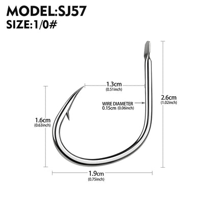 PROBEROS SJ57 Stainless Steel Circle Fishing Hooks, 1/0#-9/0# Heavy Duty Hooks